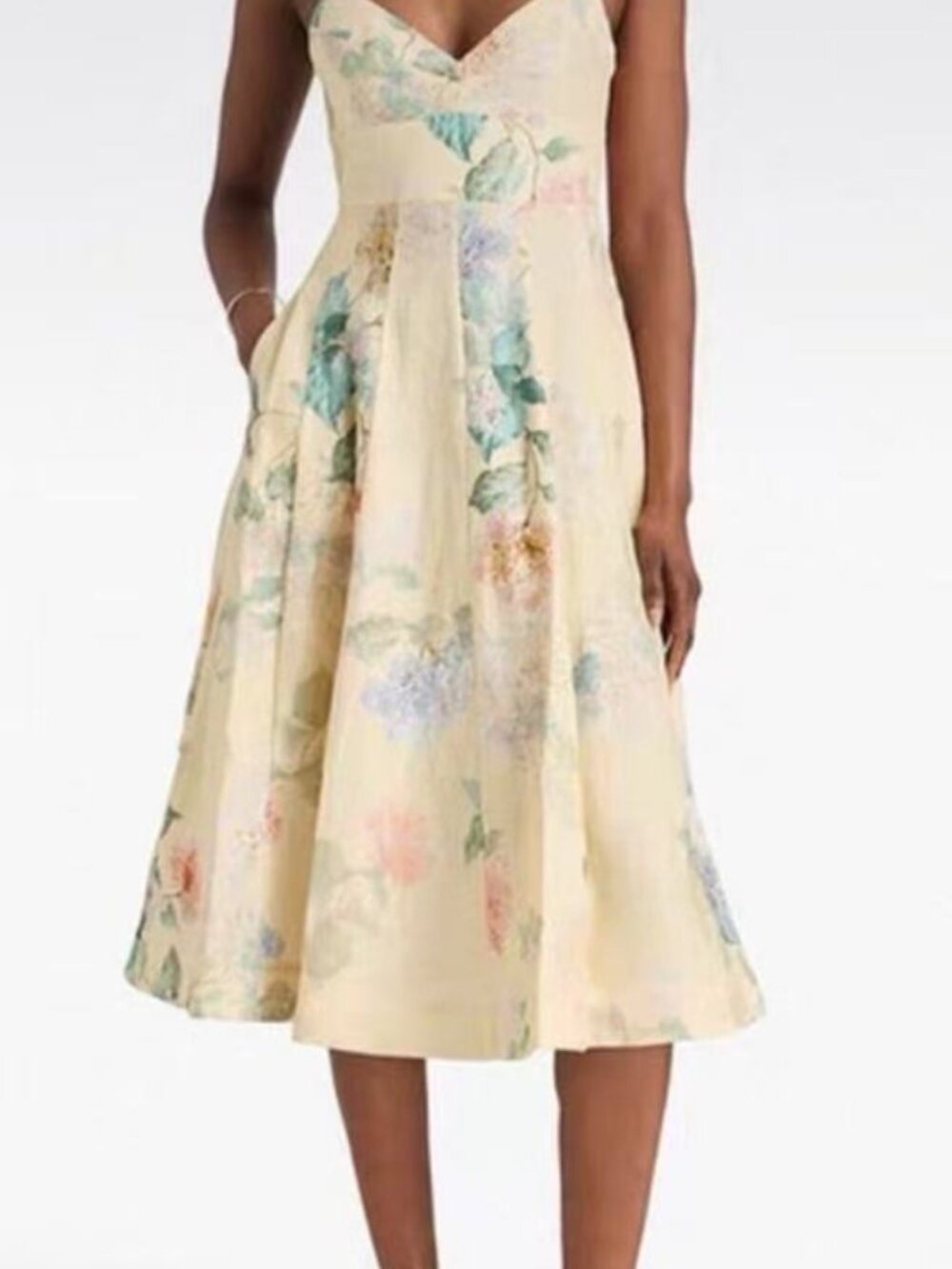 Zimmermann Floral Linen Midi Dress Size 0 Like New